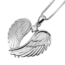 Ketting met engelenvleugels, sleutelbeen choker, zilveren halssieraad, hartvormige halshanger