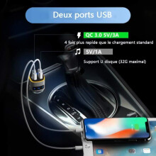 Bluetooth FM Transmitter, QC3.0 FM Hands-Free Transmitter Bluetooth Kit Car Radio Adapter Charger, Colorful Light