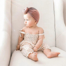 Girl Boy Solid Color Turban Knot Headdress Headwear Wrap Hat Wrinkle Cap