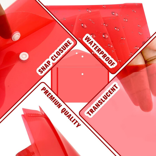 12Pcs Plastic Document Envelopes with Snap Closure for A4 Size Documents, Polyethylene Folders for School & Supplies A 2