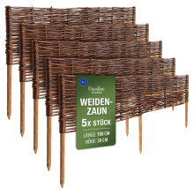 Creative Home Beeteinfassung Weide Weidenzaun 5er Set 100 x 30 cm (+/-1cm)