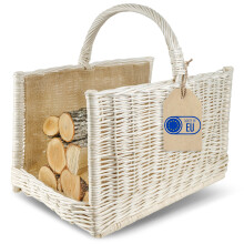 Creative Home Groß Kaminkorb Weiß Holzkorb Kaminholzkorb Rattan 50x34x50 cm