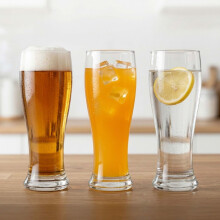 Set van 6 transparante bierglazen, 460 ml, vaatwasmachinebestendig.
