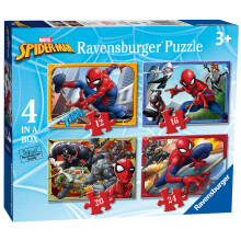 Ravensburger Marvel Spider-Man 4 in a Box Jigsaw Puzzles for Kids, 12, 16, 20 and 24 Piece Puzzle Set, Ages 3 Years and Up
