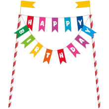 Unique Party 49578 - Rainbow Birthday Cake Bunting Topper