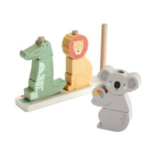 Fisher-Price Wood Baby Toy Stack & Sort Animals, 10 Wooden Pieces for Developmental Play for Infants & Toddlers Ages 1+ Years, HXV04