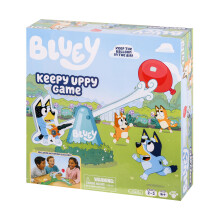Bluey Moose Keepy Uppy Game Help, Bingo, and Chilli Keep the Motorized Balloon in the Air With the Character Paddles For 2-3 players Ages