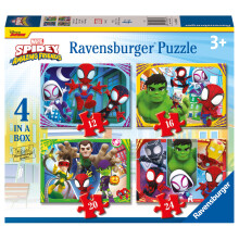 Ravensburger Marvel Spidey & His Amazing Friends Spiderman Jigsaw Puzzles for Kids Age 3 Years Up - 4 in a Box (12, 16, 20, 24 Pieces)
