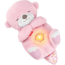 Fisher-Price Baby Toy Soothe ‘n Snuggle Otter, Pink Plush Portable Sound Machine with Breathing Motion & Lights for Newborns Ages 0+ Months, JLJ33