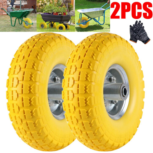 2PCS 10" Puncture Burst Proof Solid Rubber Sack Truck Trolley Wheel Spare Tyres