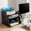A4 MDF bureau-organizer, 5 vakken - zwart 1