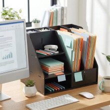 A4 bureau-organizer met vakken – zwart MDF