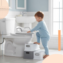Kindertoiletbril met opstapje – Grijs, Wit