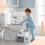Kindertoiletbril met opstapje – Grijs, Wit 1