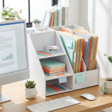 A4 bureau-organizer met vakken – wit MDF