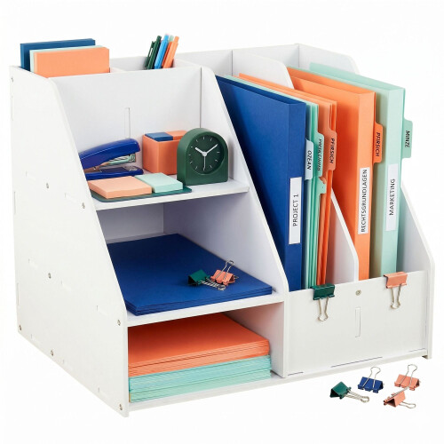A4 bureau-organizer met vakken – wit MDF 1