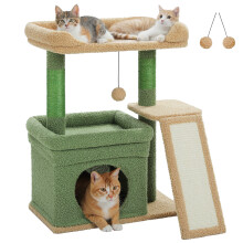 Arbre à chat pour intérieur, Tour avec poteaux en sisal et perchoir large, Bois, Taille M