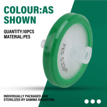 Sterile Spritzenfilter PES (Polyethersulfon), Hydrophile Filtration, 33 mm Membrandurchmesser, 0,22 Μm Porengröße, 10 Stück