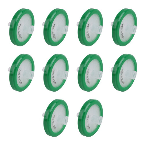 Sterile Syringe Filter PES (Polyethersulfone), Hydrophilic Filtration, 33mm Membrane Diameter, 0.22µm Pore Size 10Pcs 1
