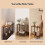 Levede Narrow Side Table 2 Tier Storage MDF End Table Rubber Wood Legs Brown 6
