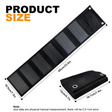 Panneau solaire pliable 60W, Noir, Chargeur portable USB 5V DC pour téléphone et batterie externe, Randonnée et Camping