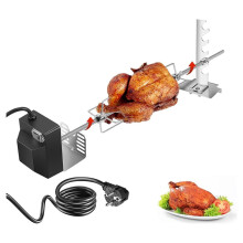 Rotisserie Grill Kit, Automatic Rotating BBQ, Universal Grill Rotisseries, 4W Motor, Spit Rod, Complete Holders EU Plug