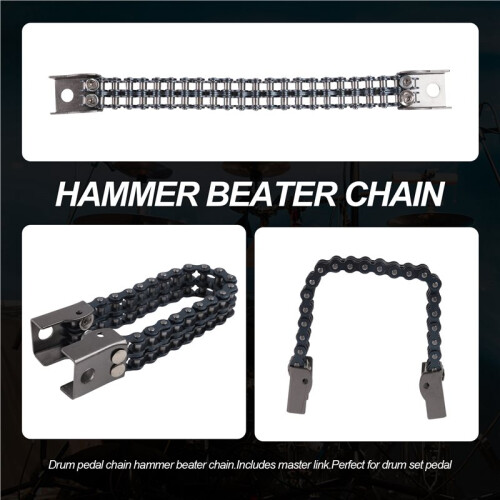 Drum Kit Pedal Connecting Chain with Master Link Drum Pedal Chain Hammer Beater Chain Replacement Percussion 1