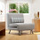 Single Sofa Bed, 1 Person Sleeper Foldable Lounge with Pillow, Light Grey 3