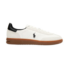 (8 UK, White/Black) Ralph Lauren Mens Bedford Embroidered Logo Flat Trainers