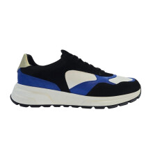 (10 UK, Black/Blue) Loyalti Mens Martin Leather Trainers