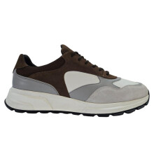 (10 UK, White/Tan/Grey) Loyalti Mens Martin Leather Trainers