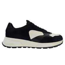 (10 UK, White/Black) Loyalti Mens Martin Leather Trainers
