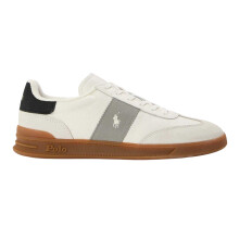 (9 UK, White/Grey/Black) Ralph Lauren Mens Heritage Aera Suede Trainers