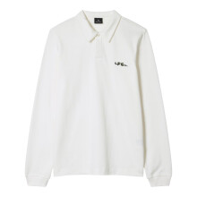 (S, White) Paul Smith Mens Embroidered Logo Cotton Long-Sleeved Polo Shirt