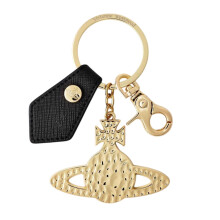 (One Size, Gold/Black) Vivienne Westwood Hammered Leather Keyring