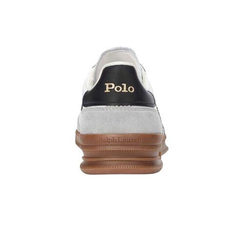 Ralph Lauren (7 UK, White/Black/Grey) Ralph Lauren Mens Aera Leather Flat Trainers 1