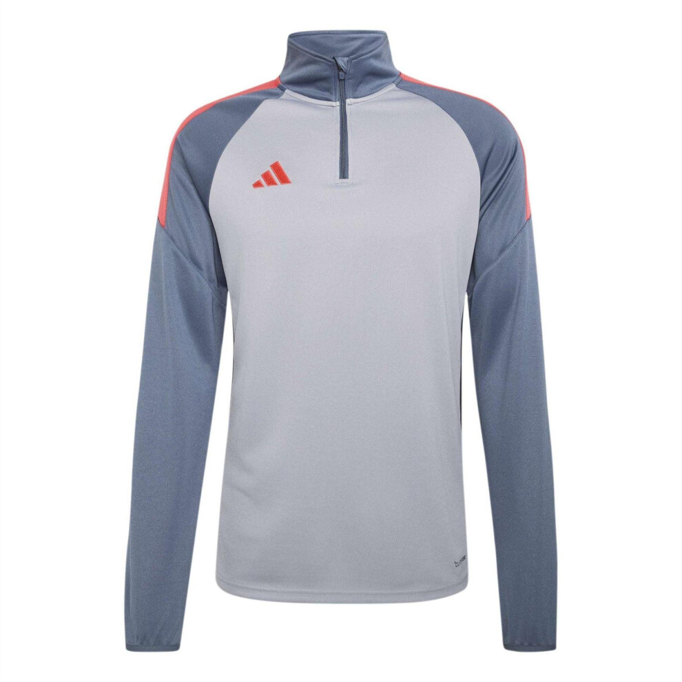 Adidas (Xl, Light Grey/Silver/Red) Mens Tiro Quarter Zip Top
