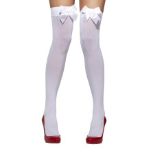 (One Size, White) Fever Womens/Ladies Bow Opaque Hold Up Stockings