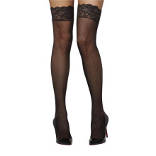 (One Size, Black) Fever Womens/Ladies Lace Trim Fishnet Hold Up Stockings