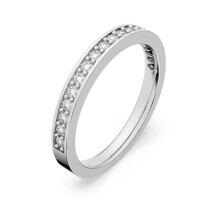 (7#) Silver Half Eternity Band Ring Micro Pave Clear Round Crystal Stackable Wedding Band Minimal Jewelry for Women 1121066