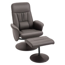 Executive Recliner Chair High Back and Footstool Armchair Lounge Seat Brown