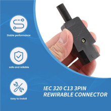 5PCS IEC 320 C13 Female Plug Adapter 3pin Socket Power Cord Rewirable Connector