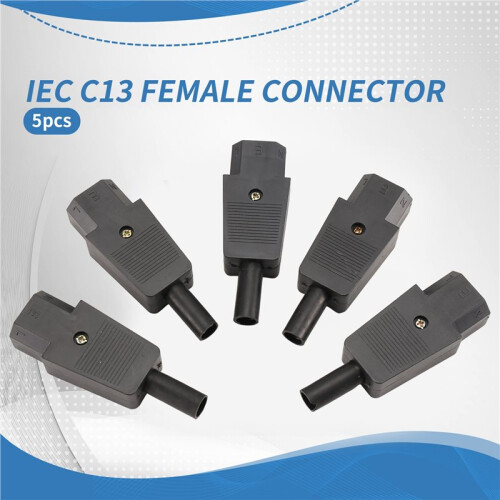 5PCS IEC 320 C13 Female Plug Adapter 3pin Socket Power Cord Rewirable Connector 1