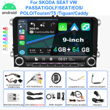 Essgoo autoradio Android 15, écran tactile 9 pouces, 4 Go RAM + 64 Go ROM, GPS, Bluetooth, CarPlay et Android Auto