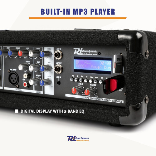 Power Dynamics PDM-C405A Bluetooth 4-Channel Mixer Amplifier 800W PA System 2
