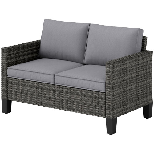 Two-Seater Rattan Outdoor Sofa - Dark Grey 1