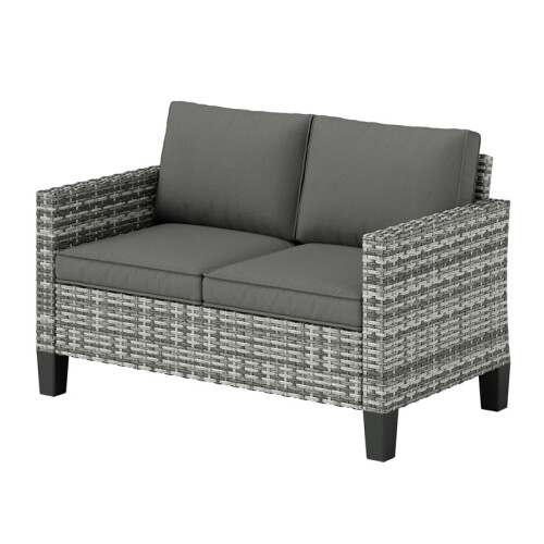 Two-Seater Rattan Outdoor Sofa - Light Grey 1