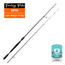Mifine Canne à Pêche Fantasy Pike, Fibre de Carbone 30T, Spinning et Baitcasting, 2.2M, 5-20g