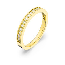 (8#=57mm) Yellow Gold Thin Half Eternity Band Micro Pave Clear Crystal Stackable Wedding Promise Ring for Women SOR0001