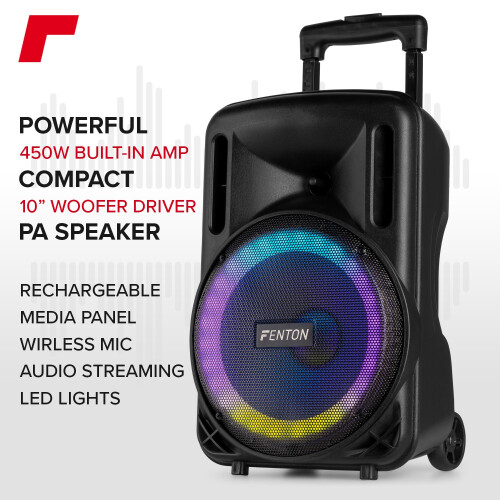 10" Portable PA System with Wireless Handheld & Headset Microphone - FT10LED MK2 1